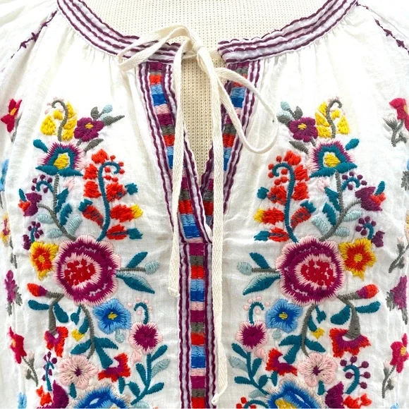 Johnny Was Allegra Embroidered Peasant Blouse Size Large - Picture 4 of 11